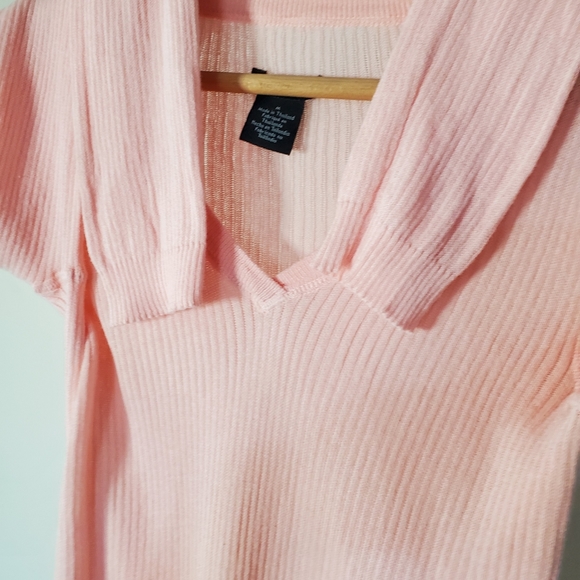 Calvin Klein sheer V neck sweater CK jeans super soft lightweight pink sz M - Picture 6 of 8
